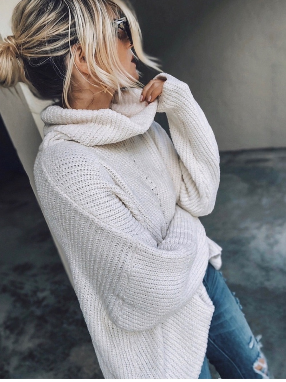 Cream Oversized Cotton Sweater